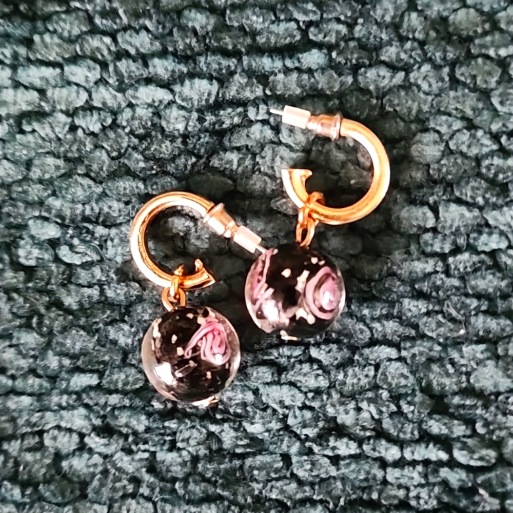 Glow-in-the-dark Floral Glass Dangle Earrings